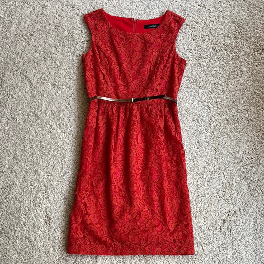 Elegant Orange Lace Dress